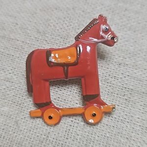 Vintage 50's MCM Rocking Horse Equestrian Toy Pin Brooch